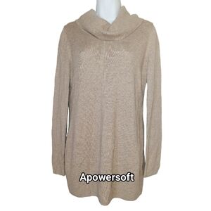 Beige Funnel Neck Tunic Sweater